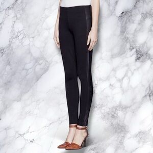 J. Crew Pixie Black Ponte Skinny Pants with Leather Stripe